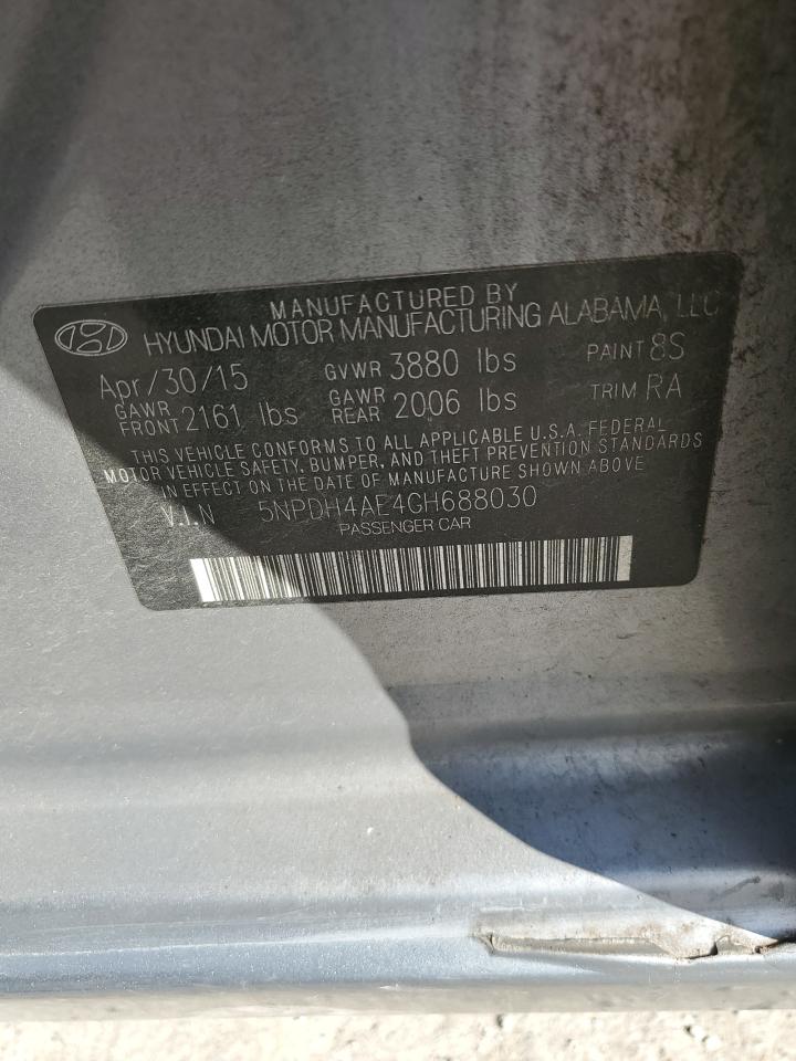 2016 Hyundai Elantra Se vin: 5NPDH4AE4GH688030