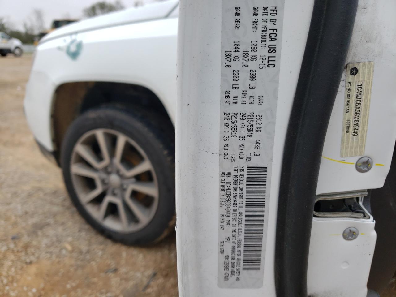 1C4NJCBA5GD649449 2016 Jeep Compass Sport