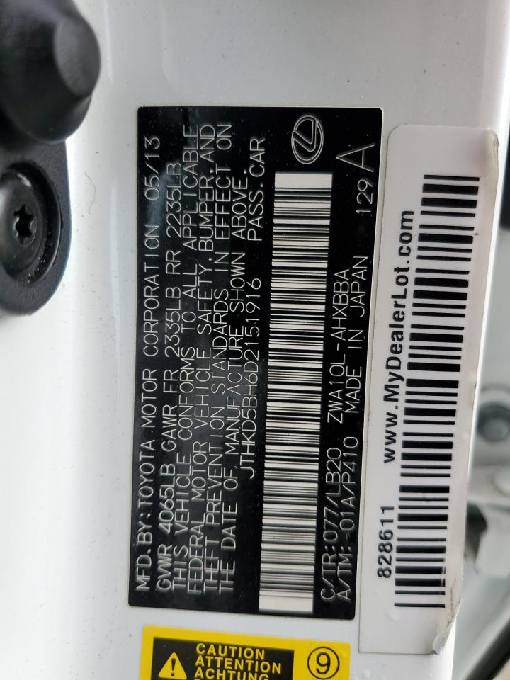 JTHKD5BH6D2151916 2013 Lexus Ct 200