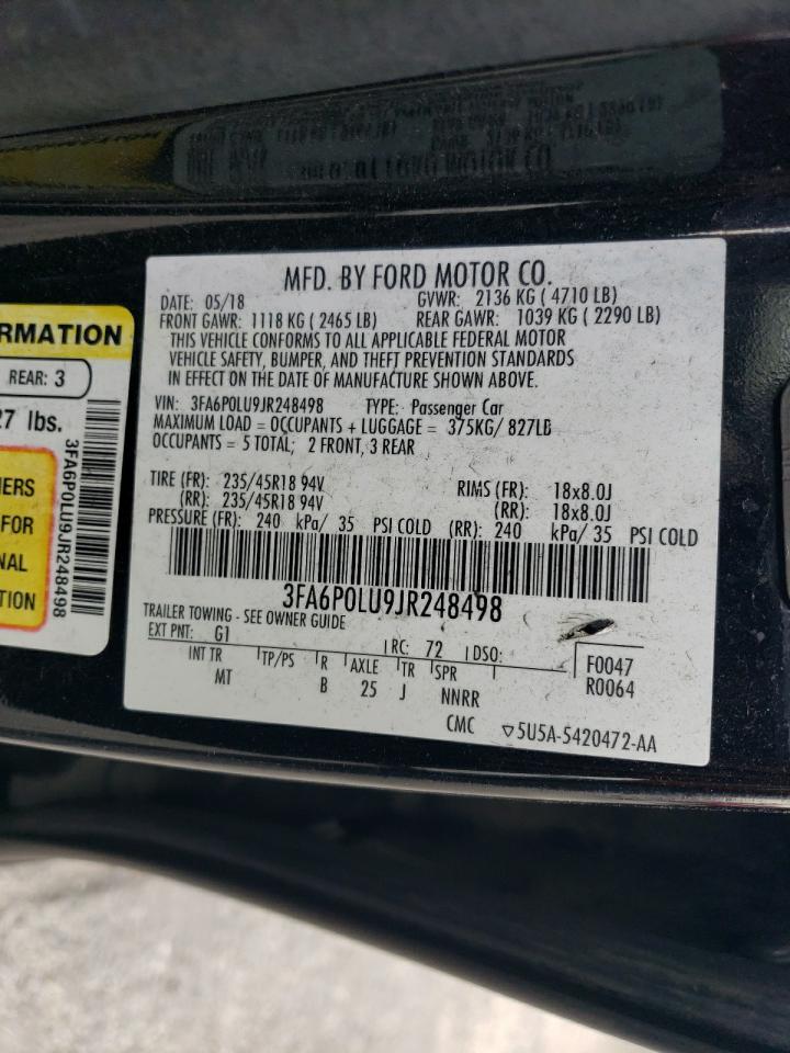 3FA6P0LU9JR248498 2018 Ford Fusion Se Hybrid