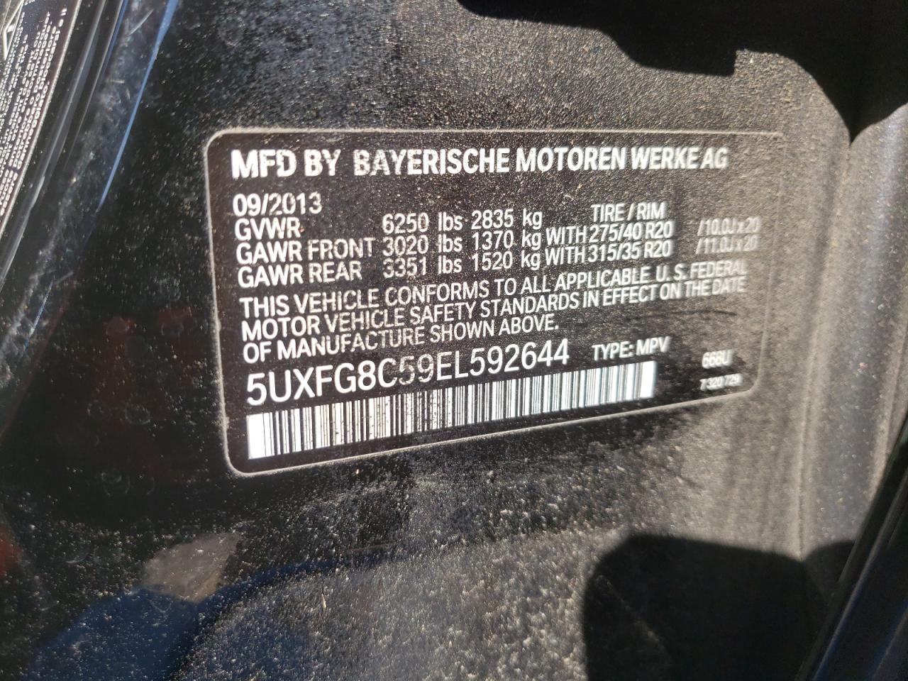 5UXFG8C59EL592644 2014 BMW X6 xDrive50I