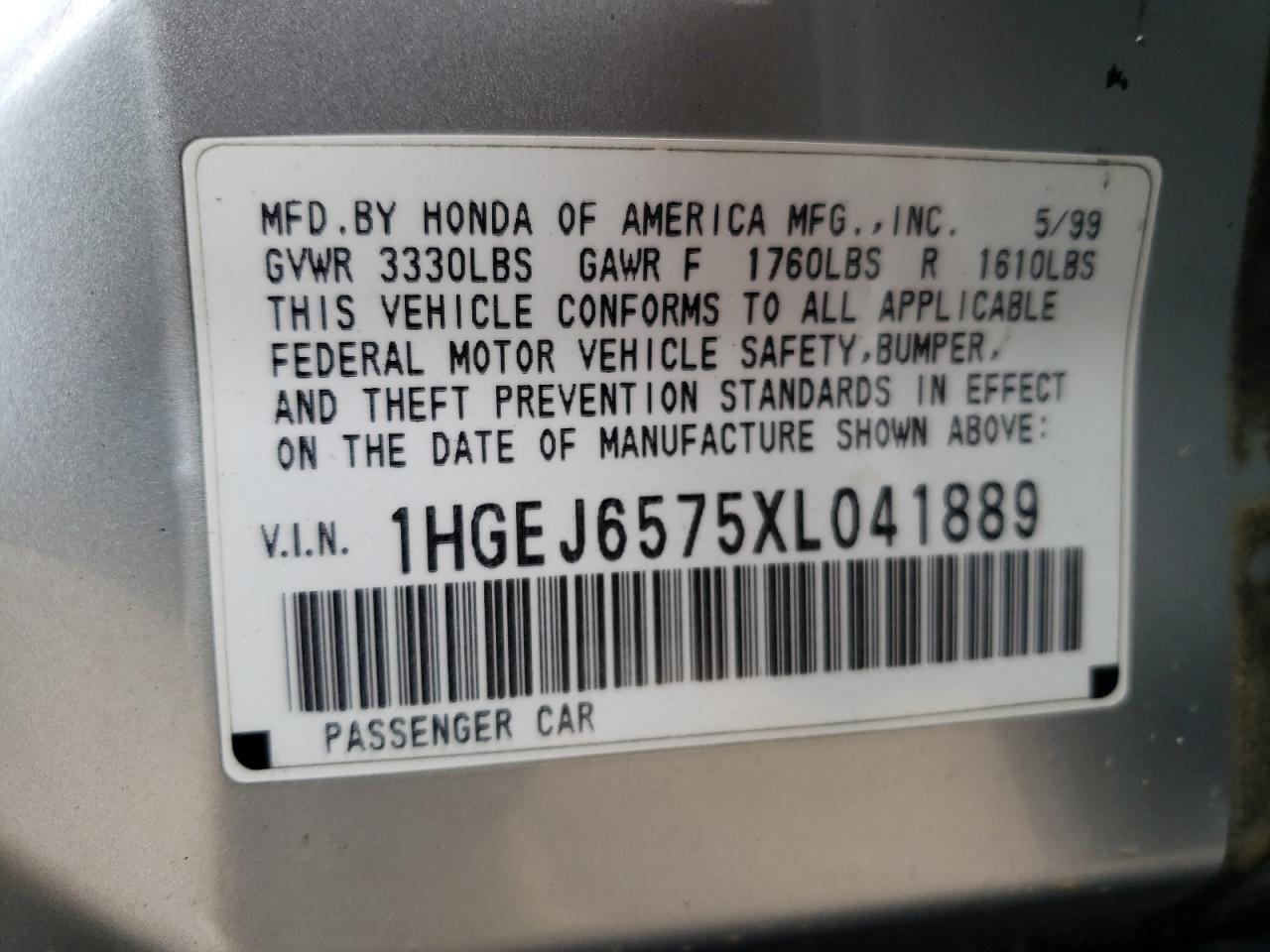 1HGEJ6575XL041889 1999 Honda Civic Lx