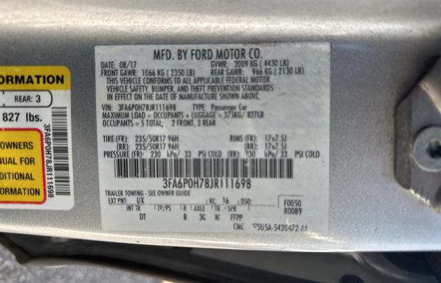 3FA6P0H78JR111698 2018 FORD FUSION - Image 10