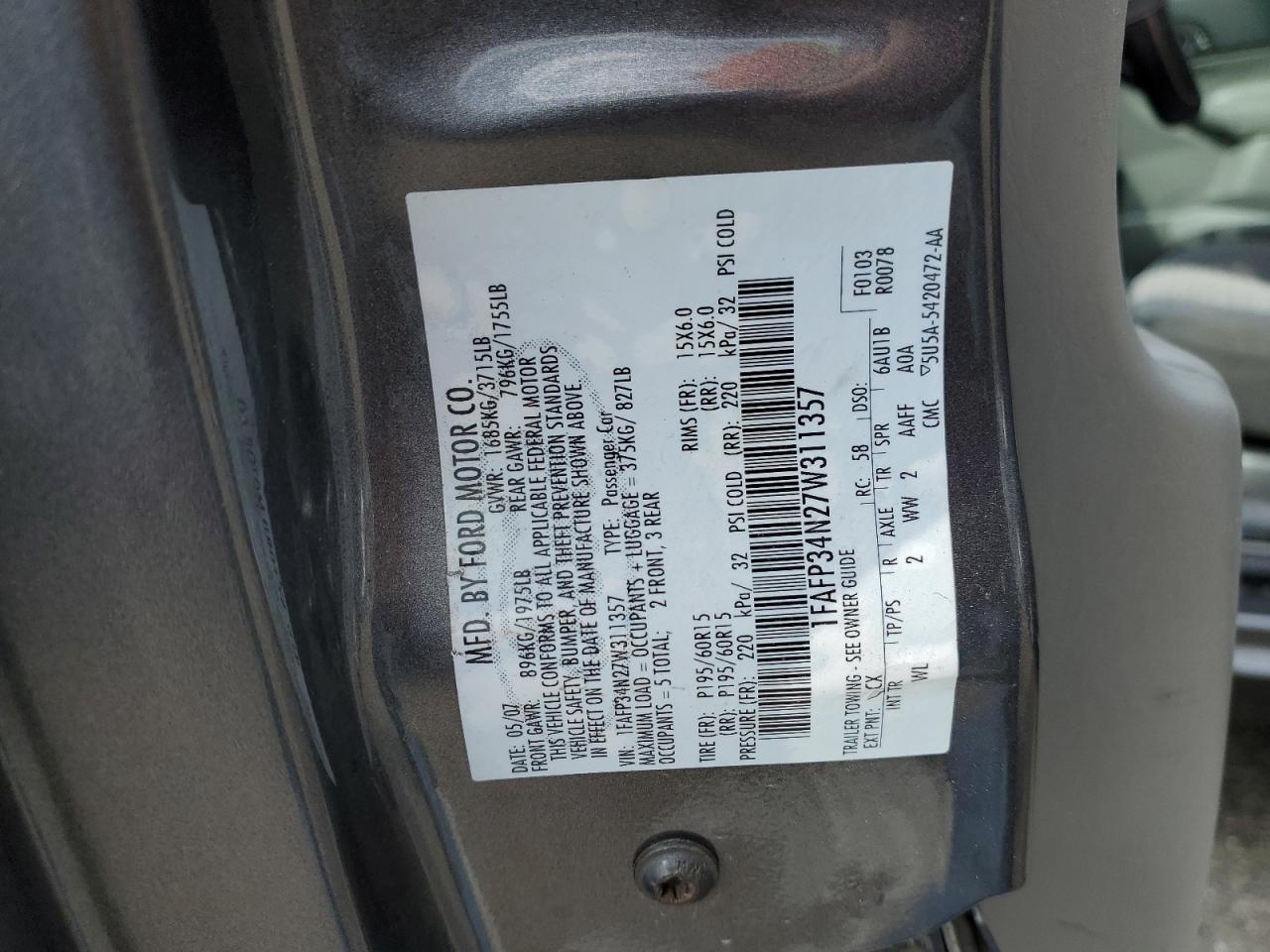 Lot #2463958618 2007 FORD FOCUS ZX4