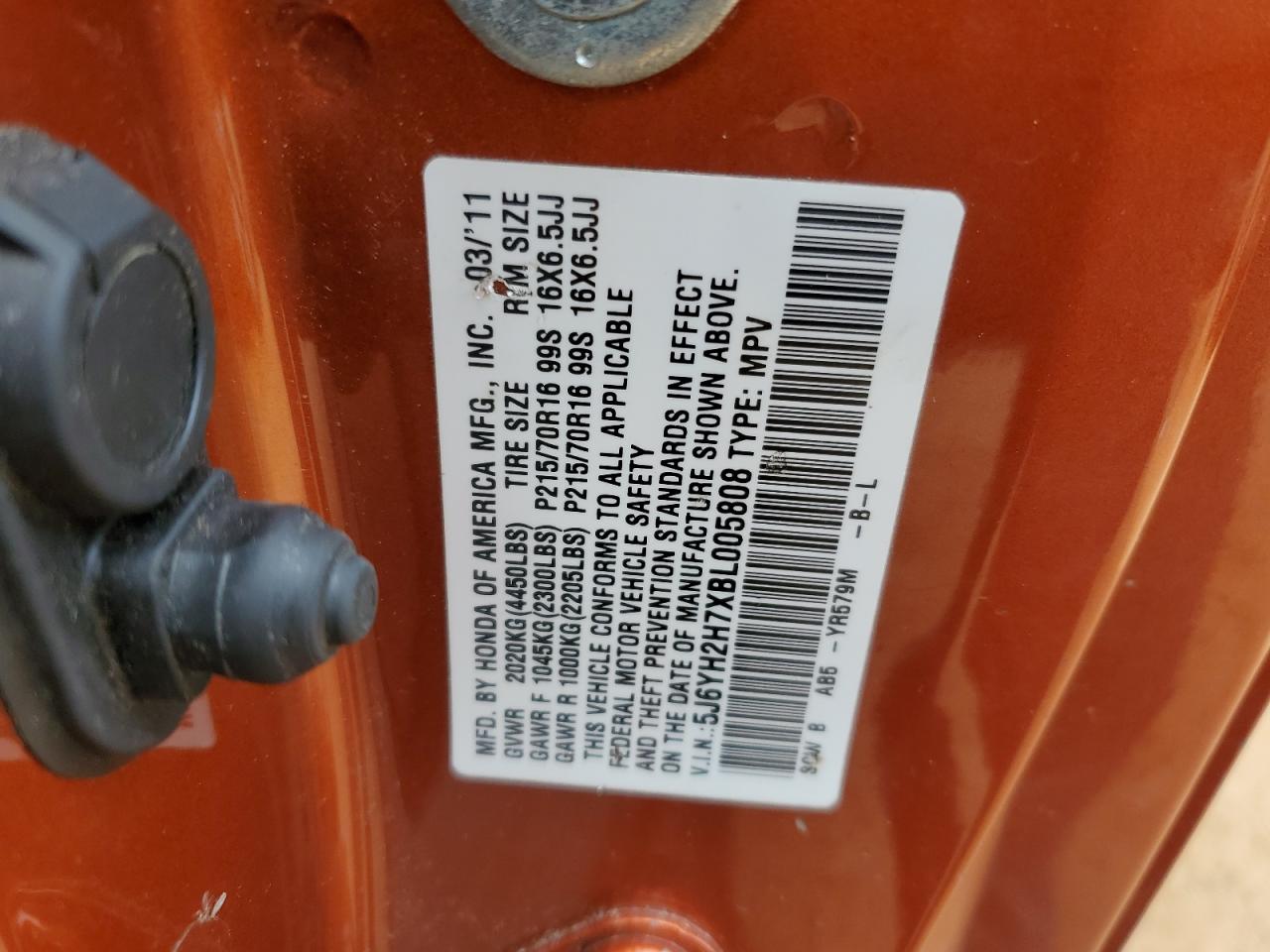 5J6YH2H7XBL005808 2011 Honda Element Ex