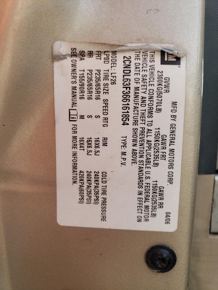 2CNDL63F366161854 2006 Chevrolet Equinox Lt