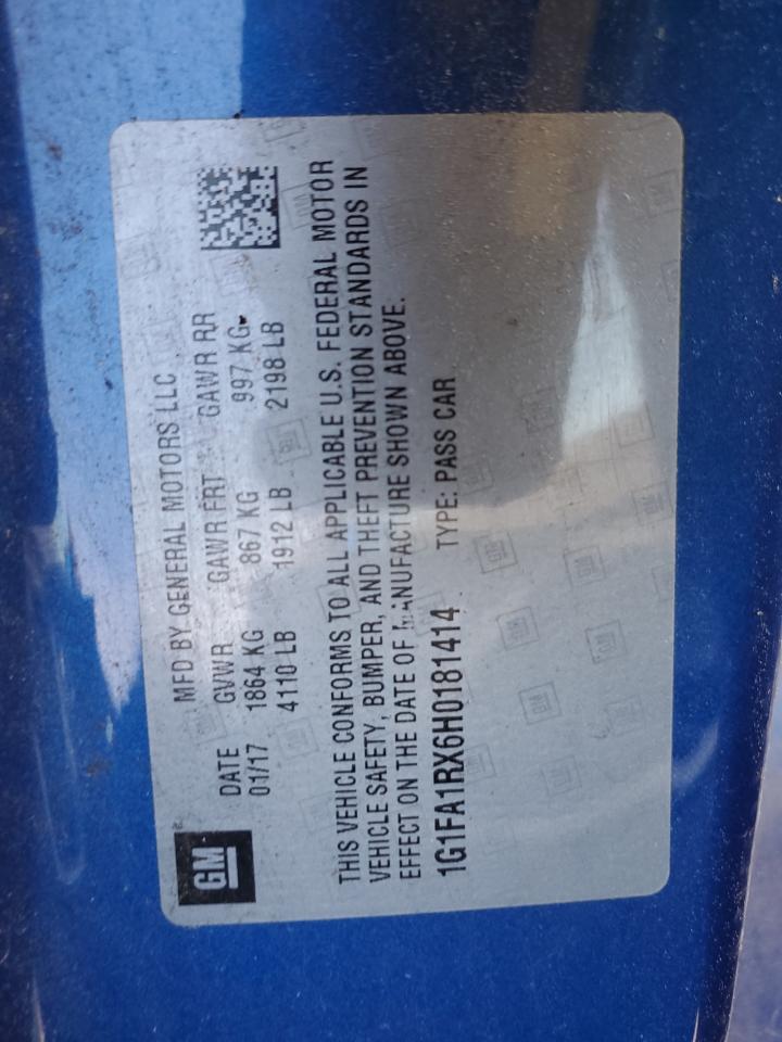 1G1FA1RX6H0181414 2017 Chevrolet Camaro Ls