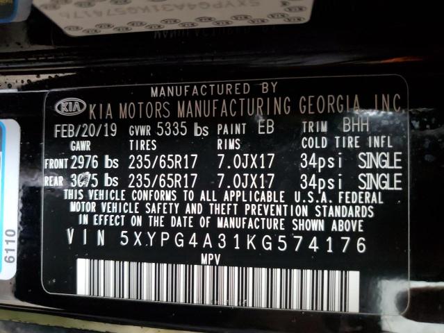 2019 KIA SORENTO L - 5XYPG4A31KG574176