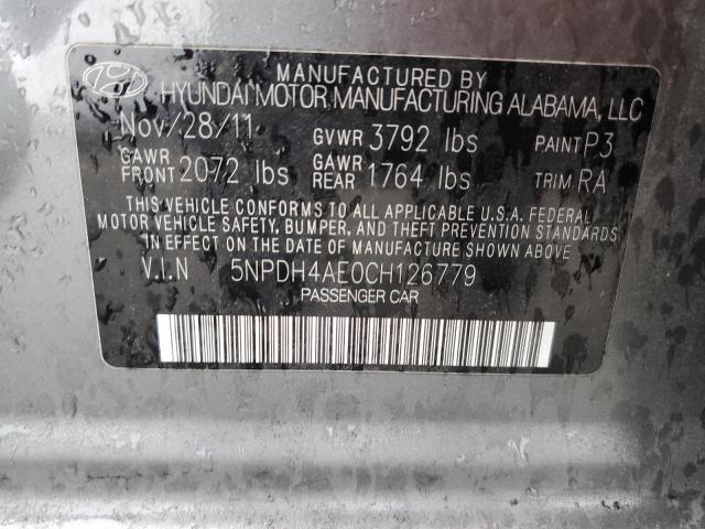 2012 Hyundai Elantra Gls VIN: 5NPDH4AE0CH126779 Lot: 45290774