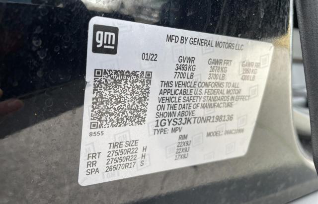 2022 Cadillac Escalade Esv Luxury VIN: 1GYS3JKT0NR198136 Lot: 47391024