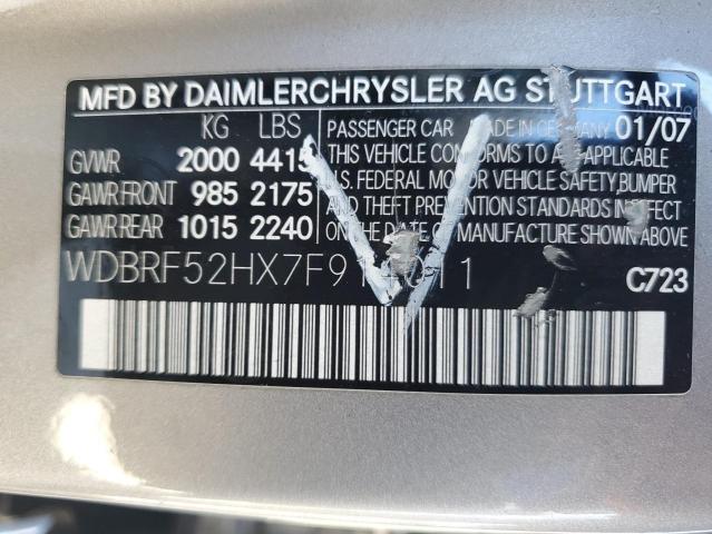 2007 Mercedes-Benz C 230 VIN: WDBRF52HX7F914011 Lot: 48365434