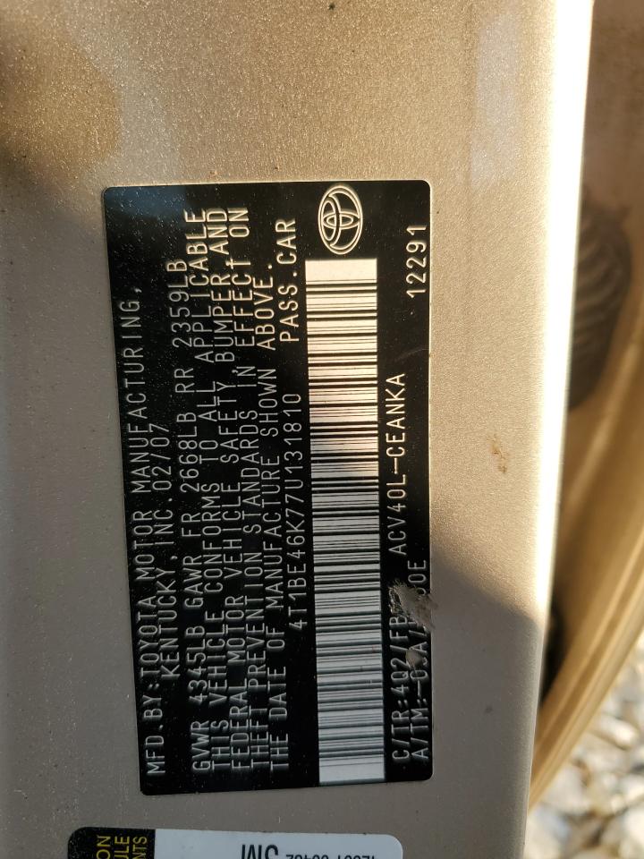 4T1BE46K77U131810 2007 Toyota Camry Ce