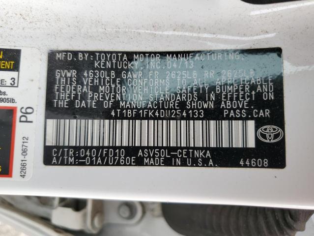 2013 Toyota Camry L VIN: 4T1BF1FK4DU254133 Lot: 48093394