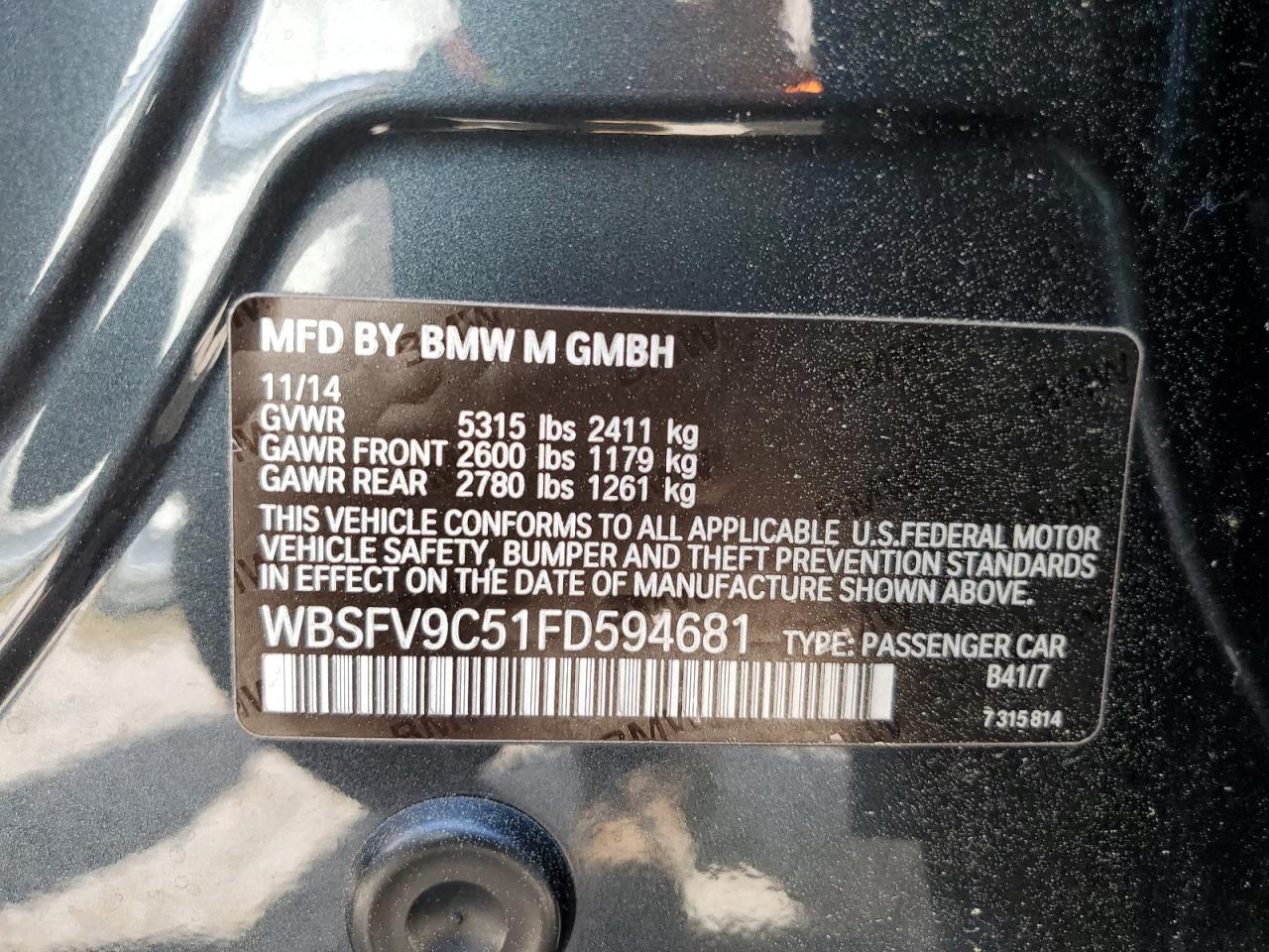 WBSFV9C51FD594681 2015 BMW M5