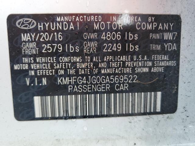 2016 HYUNDAI AZERA KMHFG4JG0GA569522