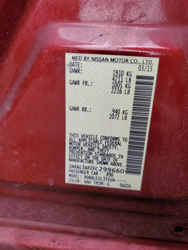 2015 Nissan Altima 2.5 vin: 1N4AL3AP2FC299660