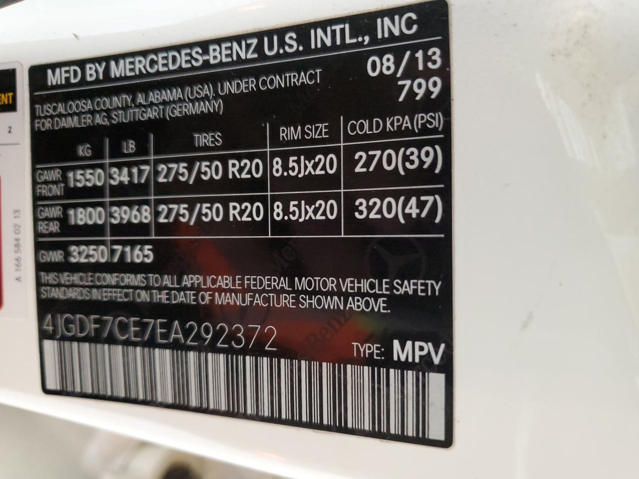 4jgdf7ce7ea292372 4JGDF7CE7EA292372 2014 Mercedes-Benz Gl 450 4Matic
