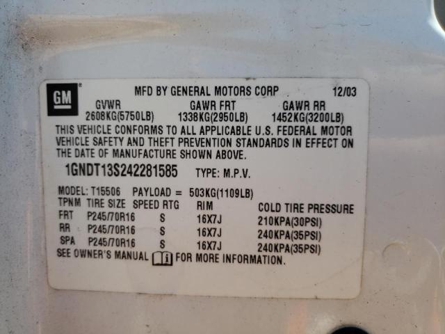 2004 Chevrolet Trailblazer Ls VIN: 1GNDT13S242281585 Lot: 47559054