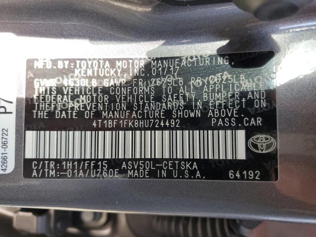 2017 TOYOTA CAMRY LE Photos | CA - RANCHO CUCAMONGA - Repairable ...