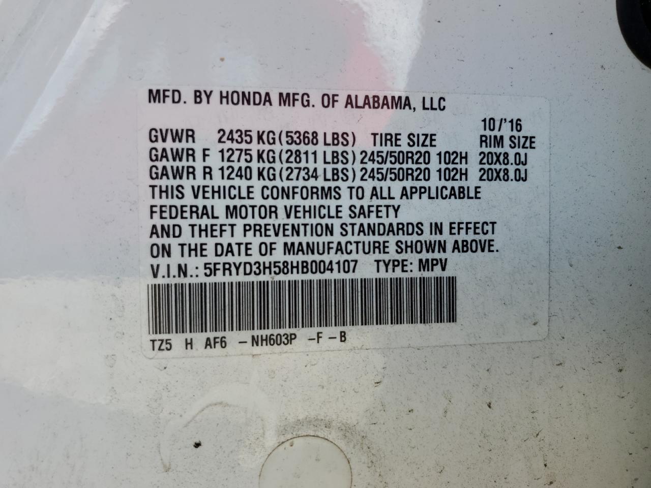 5FRYD3H58HB004107 2017 Acura Mdx Technology