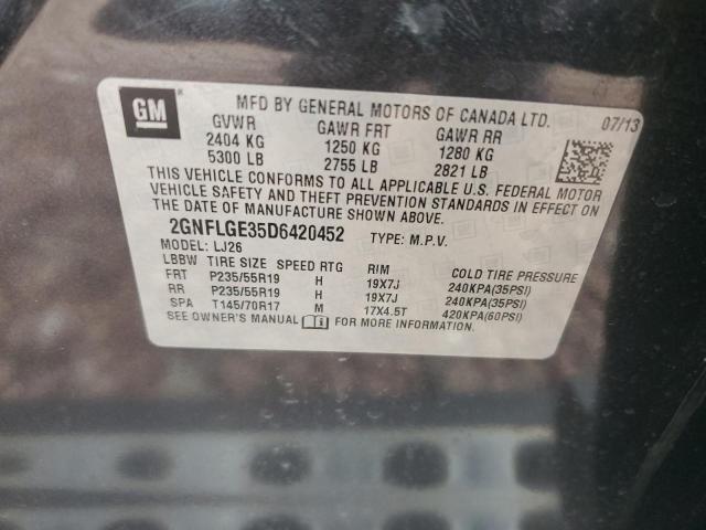 2GNFLGE35D6420452 2013 Chevrolet Equinox Ltz