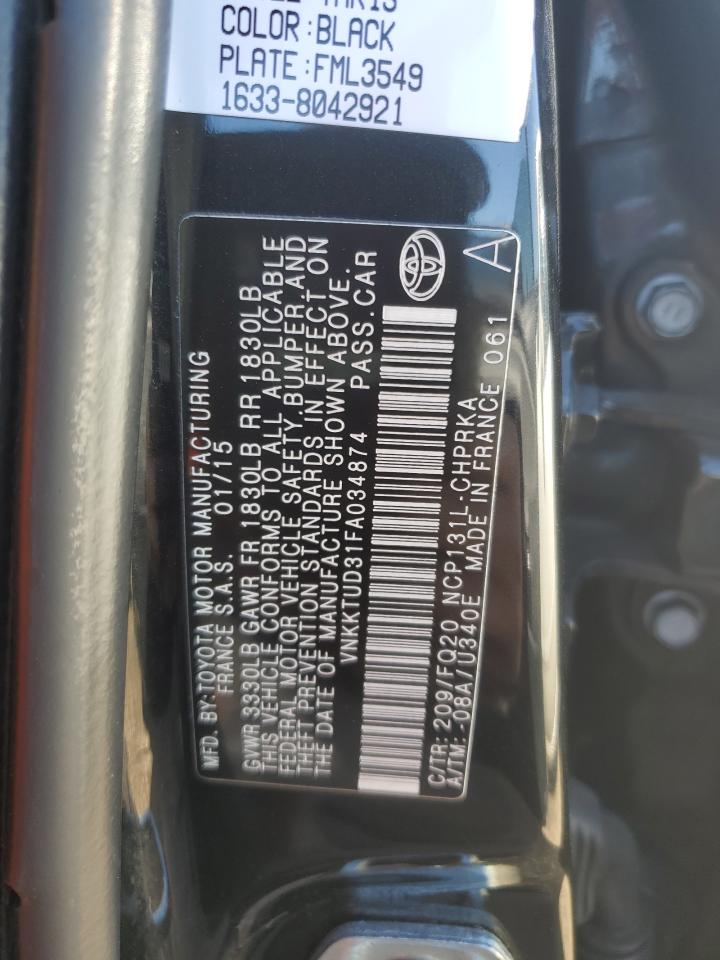 VNKKTUD31FA034874 2015 Toyota Yaris