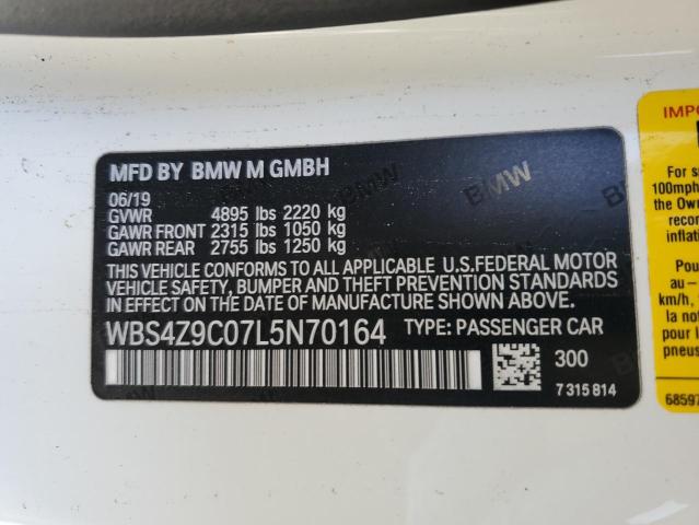 2020 BMW M4 VIN: WBS4Z9C07L5N70164 Lot: 47664624