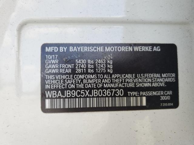 VIN WBAJB9C5XJB036730 2018 BMW 5 Series, M550XI no.12