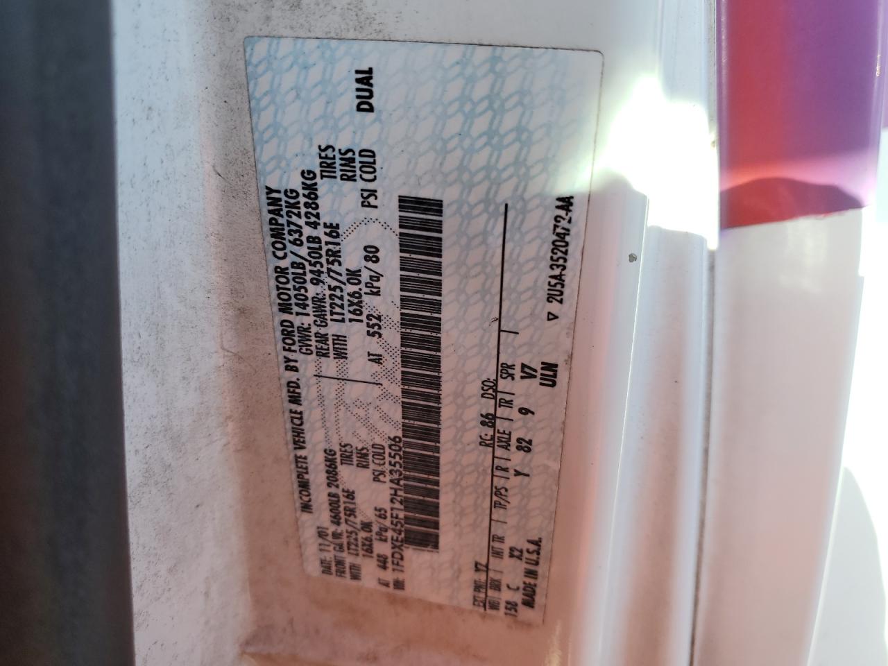 1FDXE45F12HA35506 2002 Ford Econoline E450 Super Duty Cutaway Van