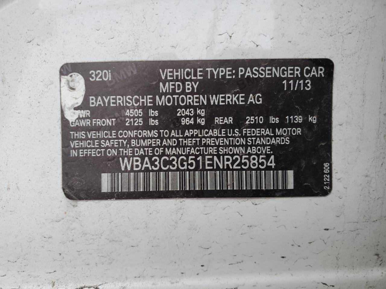 WBA3C3G51ENR25854 2014 BMW 320 I xDrive