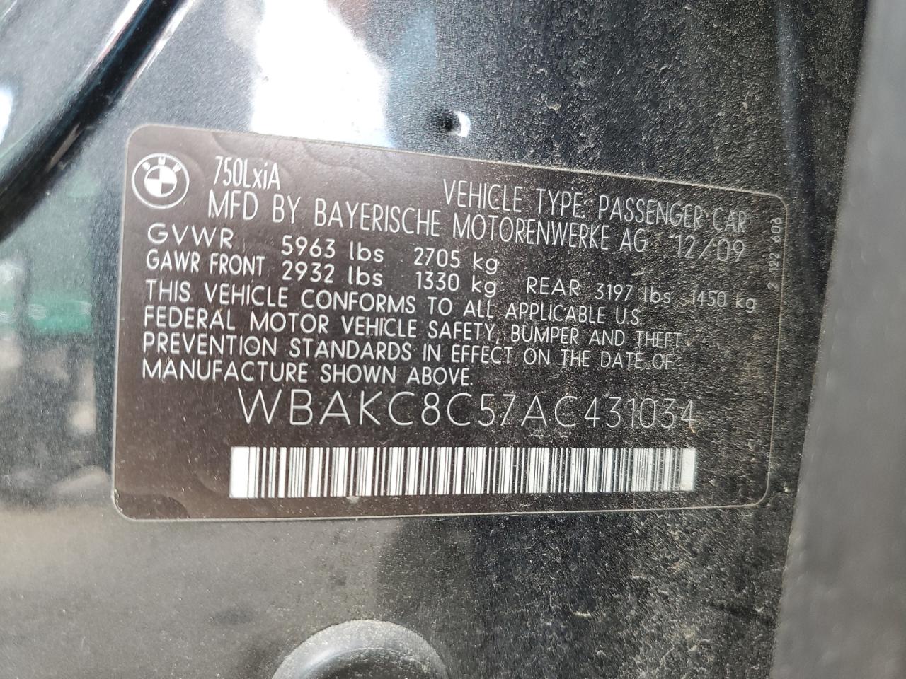 WBAKC8C57AC431034 2010 BMW 750 Li xDrive