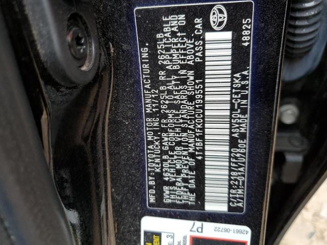 2012 Toyota Camry Base VIN: 4T1BF1FK0CU199551 Lot: 48058884