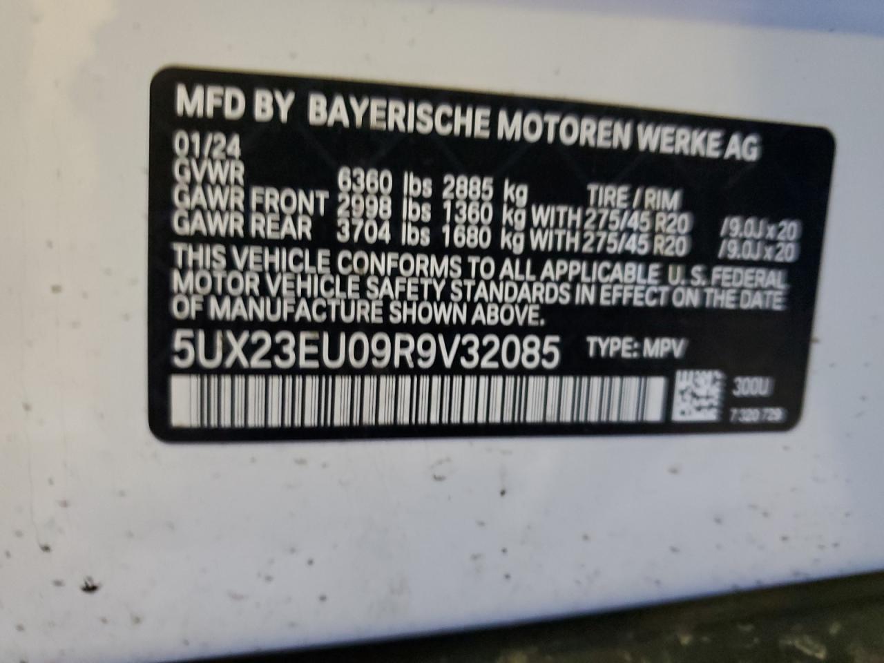 5UX23EU09R9V32085 2024 BMW X5 xDrive40I