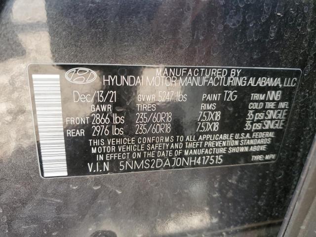 2022 HYUNDAI SANTA FE S - 5NMS2DAJ0NH417515