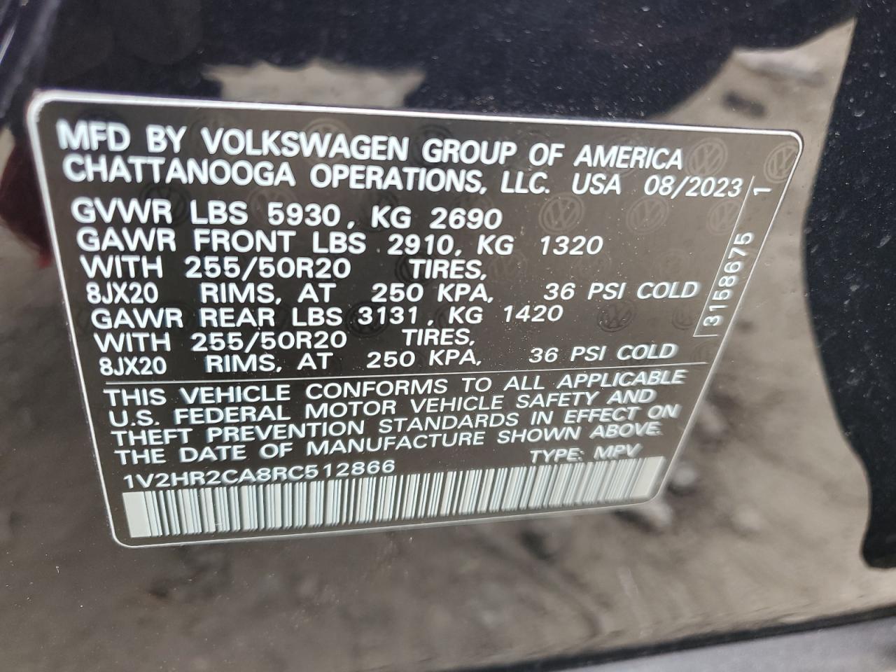 1V2HR2CA8RC512866 2024 Volkswagen Atlas Se