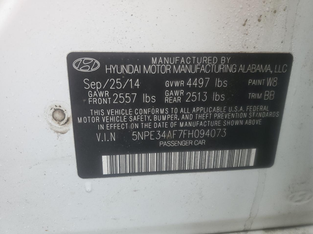 5NPE34AF7FH094073 2015 Hyundai Sonata Sport