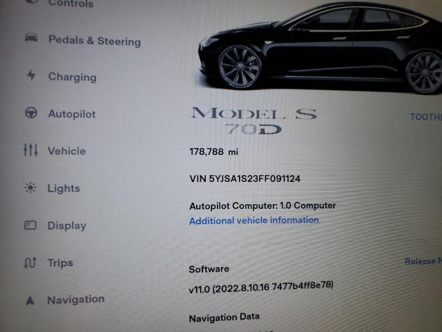 2015 TESLA MODEL S 70 5YJSA1S23FF091124