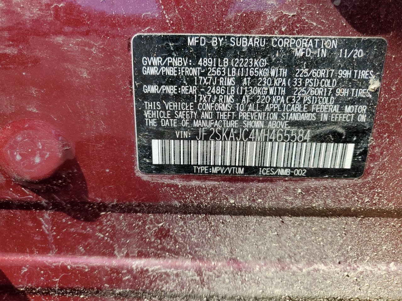 JF2SKAJC4MH465584 2021 Subaru Forester Premium