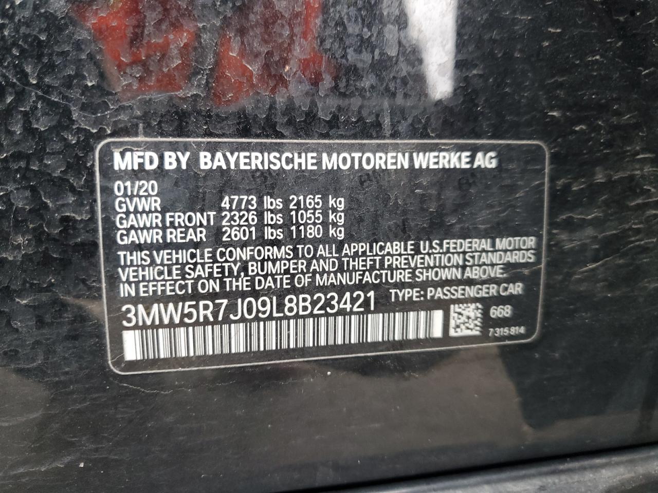 3MW5R7J09L8B23421 2020 BMW 330Xi