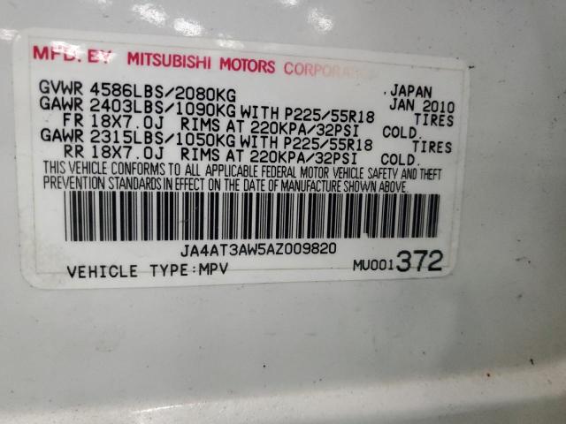 2010 Mitsubishi Outlander Se VIN: JA4AT3AW5AZ009820 Lot: 45392664