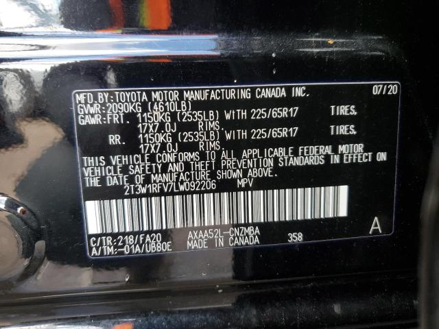 2020 Toyota Rav4 Xle VIN: 2T3W1RFV7LW092206 Lot: 53283764