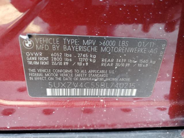 2011 BMW X5 xDrive35I VIN: 5UXZV4C55BL740215 Lot: 45746324