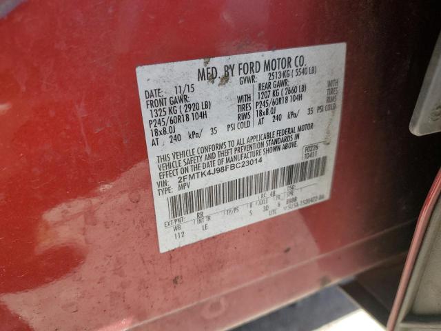 2015 Ford Edge Sel VIN: 2FMTK4J98FBC23014 Lot: 46211584