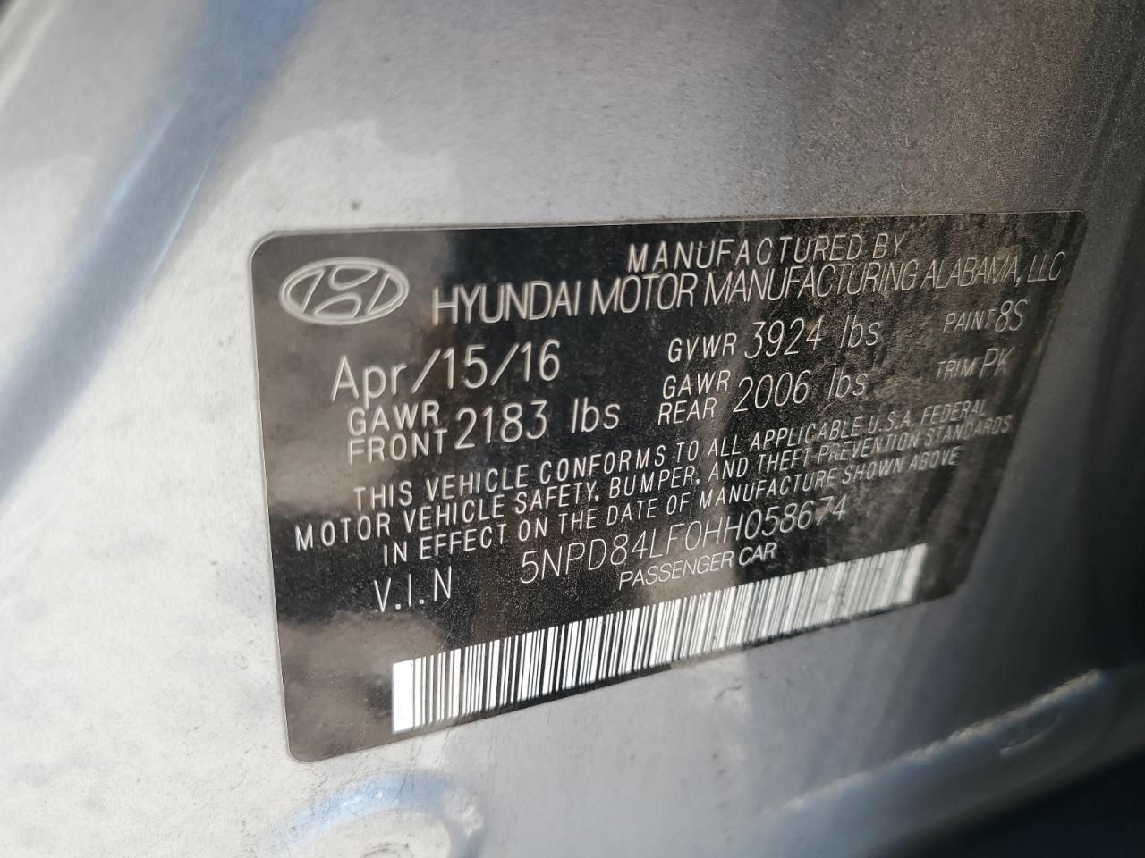 5NPD84LF0HH058674 2017 Hyundai Elantra Se