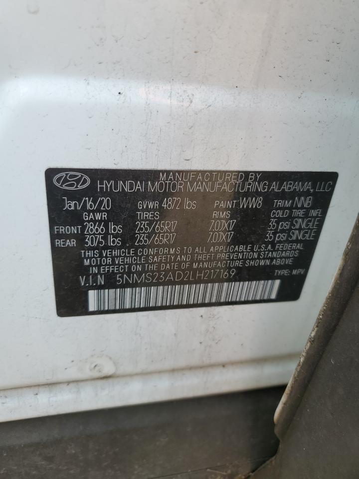 5NMS23AD2LH217169 2020 Hyundai Santa Fe Se