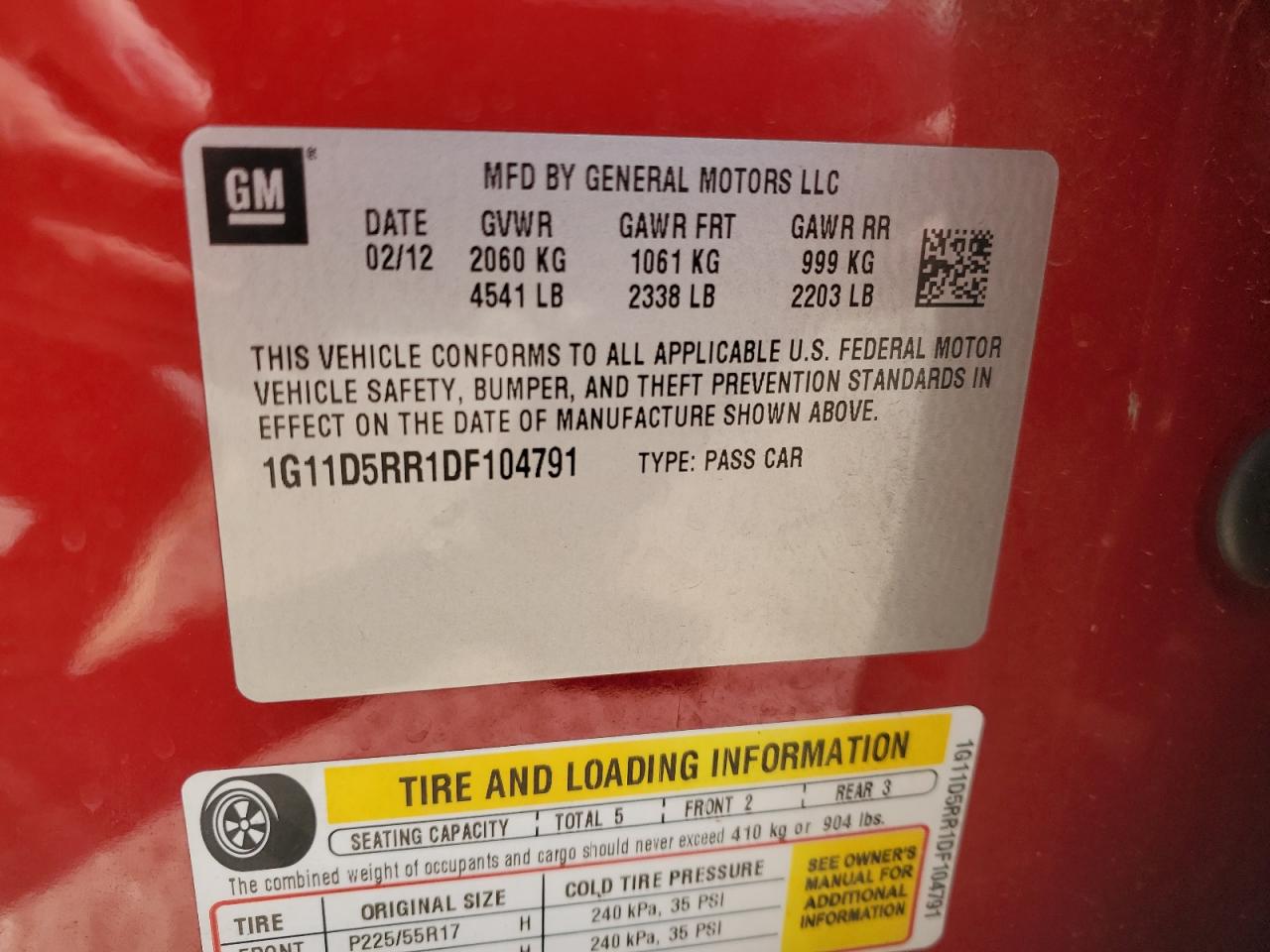 1G11D5RR1DF104791 2013 Chevrolet Malibu 1Lt