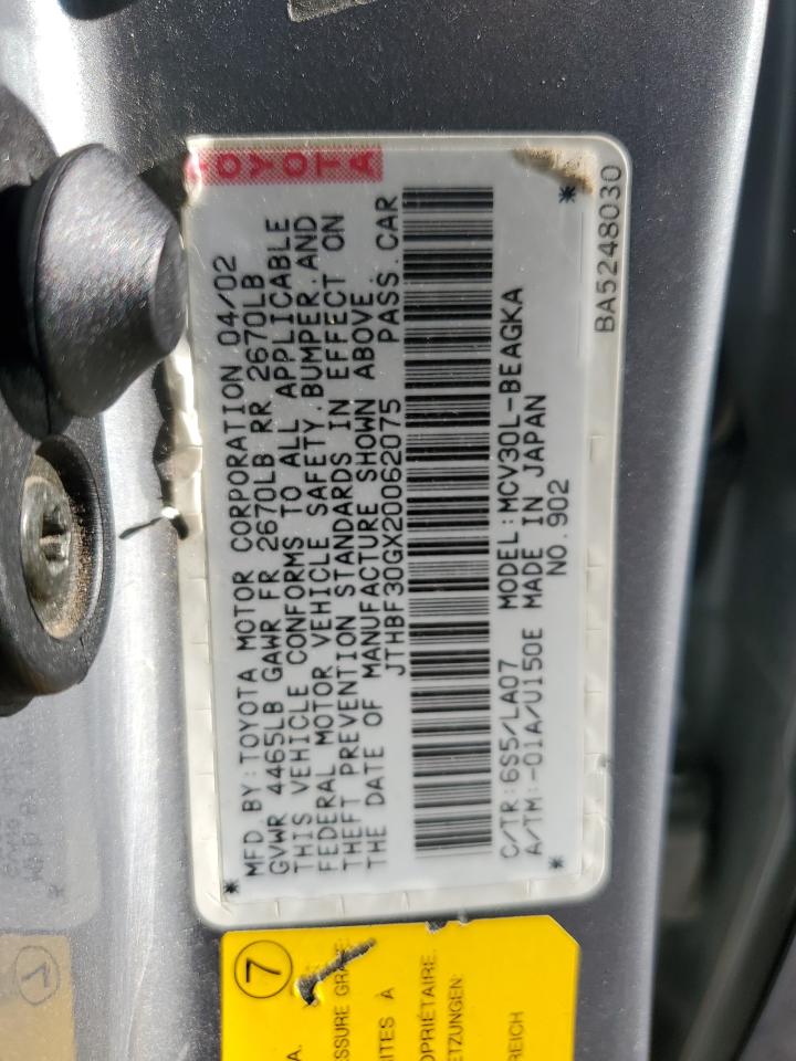 JTHBF30GX20062075 2002 Lexus Es 300