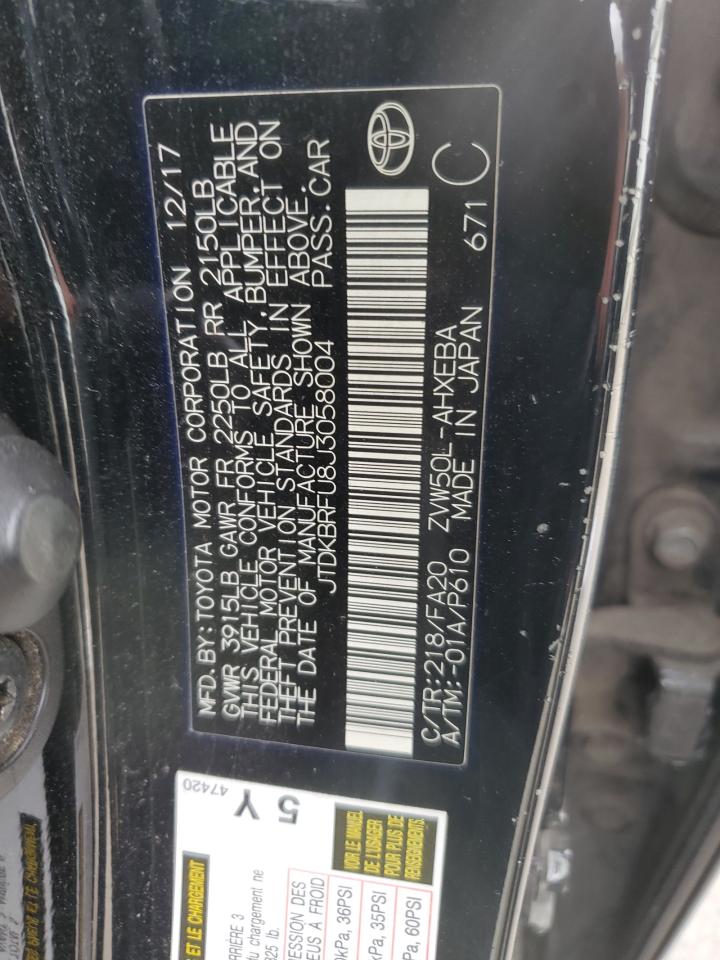 JTDKBRFU8J3058004 2018 Toyota Prius