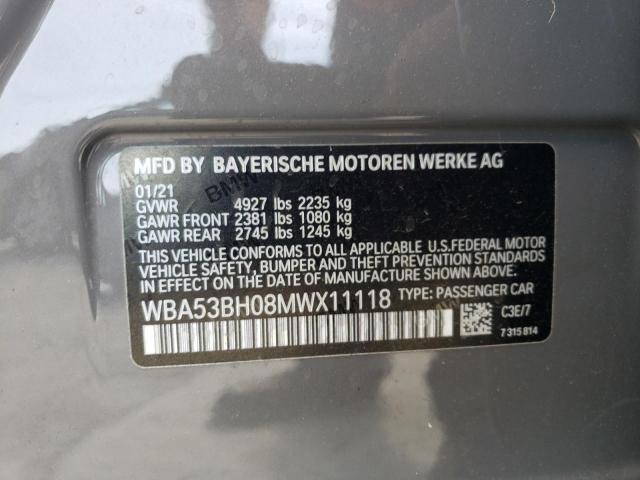 2021 BMW 530 I VIN: WBA53BH08MWX11118 Lot: 46728024