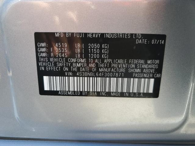 Lot #2462216592 2015 SUBARU LEGACY 2.5 salvage car
